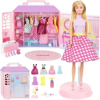Barbie domček s oblečením a bábikou Iso Trade