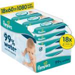 Pampers 99% мокри кърпички за бебета на водна основа 18x60бр (80871792)