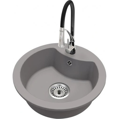 DobreSny Granitový dřez Mila šedý + baterie Nexo chrom