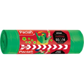 Paclan Ароматизирани торби за отпадъци Paclan - Multitop, 60 l, 14 броя, зелени (HGFP247)