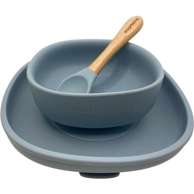 Martons jedálenská sada silikónová s prísavkou Light Blue 3 dielna