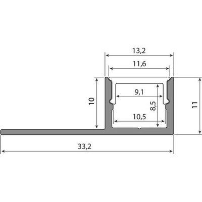 ML-761.178.43.2 Hliníkový profil pro obklady a dlažbu černý DP, 33x11mm, bez difuzoru, 2m