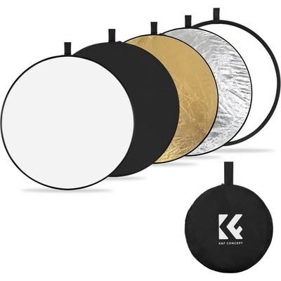 K&F Concept K&F 110cm round reflector Light diffuser 5 in 1 foldable multi-disc with tote bag - translucent, sil – Zboží Živě