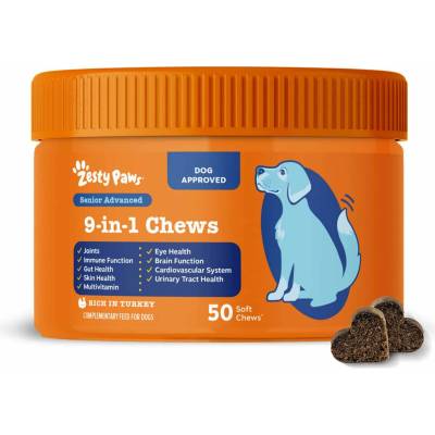 Zesty Paws Senior Advanced 9 v 1 Chews s morčacím 50 žuvacích tabliet