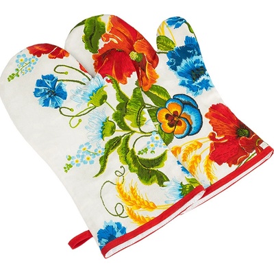 Bellatex Grilovací rukavice Vlčí máky červená 22 x 46 cm