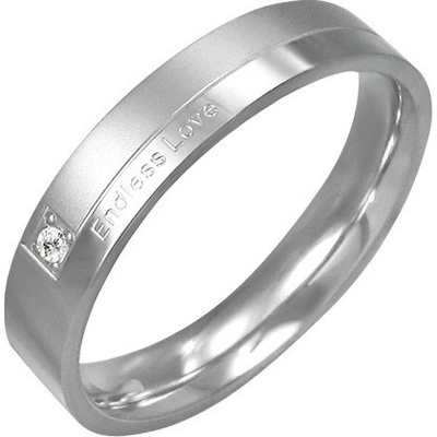 Šperky eshop zásnubní ocelový prstýnek Endless Love zirkon F8.16