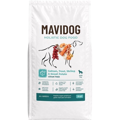 MAVIDOG HOLISTIC GF Adult - Salmon, Trout, Shrimp & Sweet Potato 15 кг