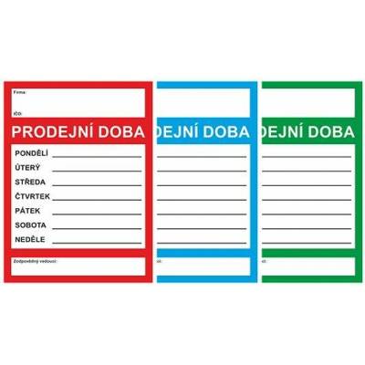 Arch PRODEJNÍ DOBA A4 - plastová cedulka MIX