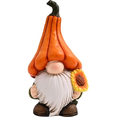 Jesenný tekvicový škriatok so slnečnicou 28cm