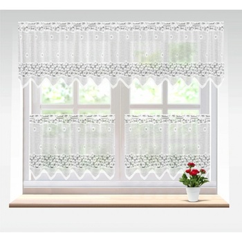 Záclona žakárová, Flora vitrážka metráž, biela 60 cm