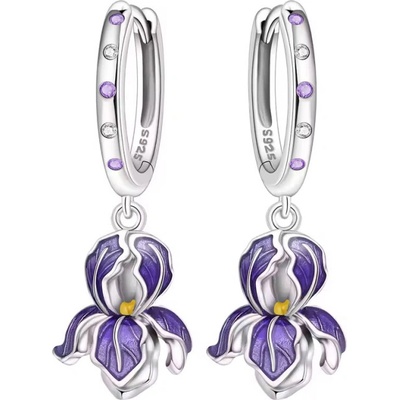 GRACE Silver Jewellery Stříbrné náušnice s fialovým květemstříbro 925/1000 E-OTE4220/433 Fialová