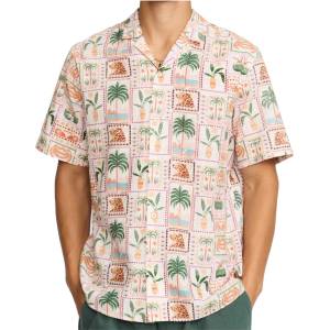 Revolution Мъжка риза с копчета Revolution Cuban Shirt Prints S/S Shirt - Offwhite (033-3266-0111)