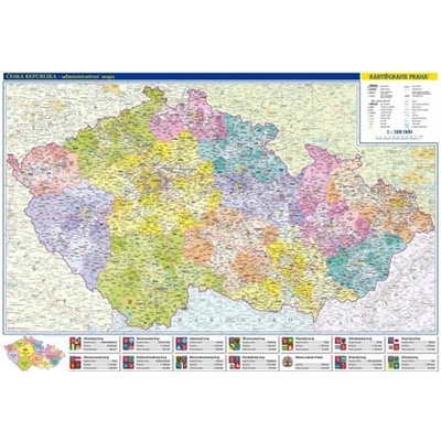 Česká republika administrativní mapa laminovaná s lištami tubus 1:500 000