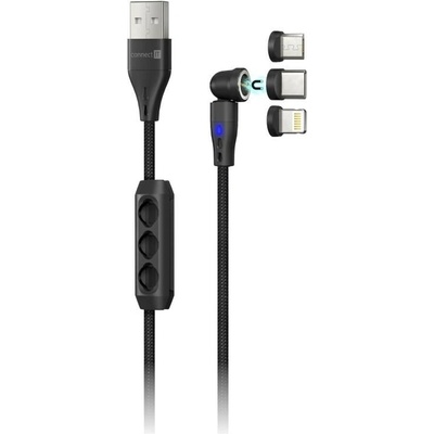 Connect IT CCA-2200-BK USB-C/Lightning/MicroUSB, 2m, černý