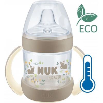 Nuk For Nature láhev s kontrolou teploty 150 ml s úchyty hnědá