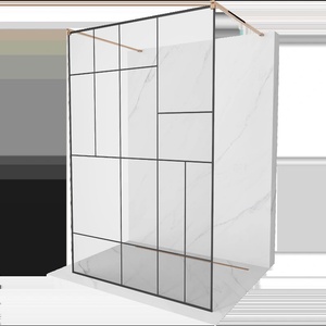 Mexen Kioto свободностояща душ стена 140 x 200 cm, черен мотив 8 mm, розово злато (800-140-002-60-78)