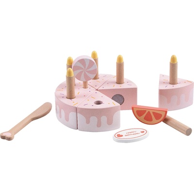 Classic World Дървен комплект Classic World - Торта за рожден ден, с аксесоари (CW50565)