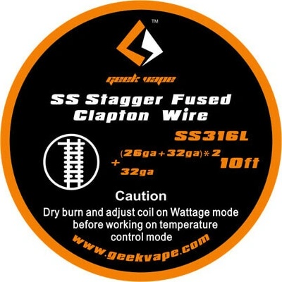 GeekVape drôt SS Stagger Fused Clapton 26ga+32ga*2+32ga SS316L 0,5m, AGW: (26ga+32ga)*2 +32ga