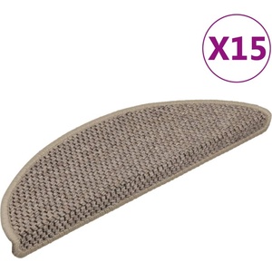 vidaXL Самозалепващи стелки за стълби сизал 15бр 56x17x3см тъмнобежово