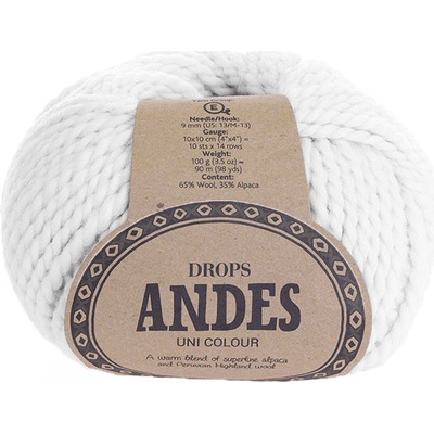 Příze Drops Andes uni colour 1101 - bílá
