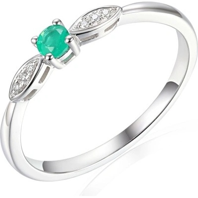 Gems zásnubní prsten Hannie bílé zlato s brilianty a smaragdem 585 38 1 4418.1B00.0.54.HSI1.606