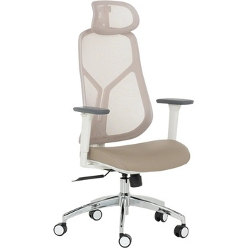 Bittel Работен стол Carmen 7901 W, до 130кг. макс тегло, eко кожа/мрежа, ергономичен, хромирана база, мултиблок механизъм, регулируем люлеещ механизъм, газов амортисьор, кафе (bt-3520183_1)