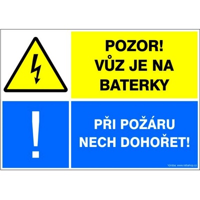 RAFO Samolepka Pozor! Vůz je na baterky - při požáru nech dohořet! Velikosti: A5 (15 x 21 cm)