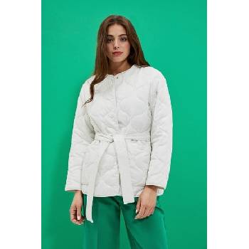 Moodo Quilted jacket with waist belt šedá