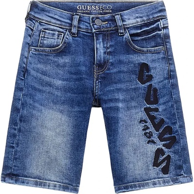 Guess Къси деним панталони за момче с бродиран надпис Guess