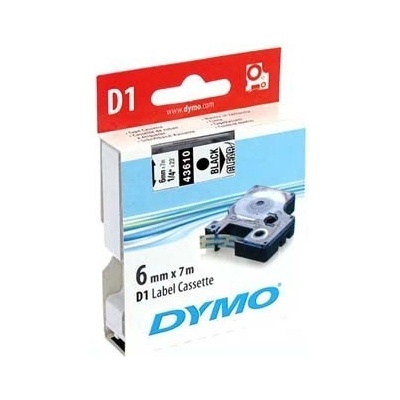 DYMO D1 43610, S0720770, 6mm x 7m черен печат / прозрачен фон, оригинална лента (43610)