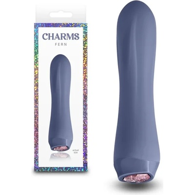 Мини вибратор с кристал в основата, 13, 4см. - Charms Fern Gray (NSTOYS1096)