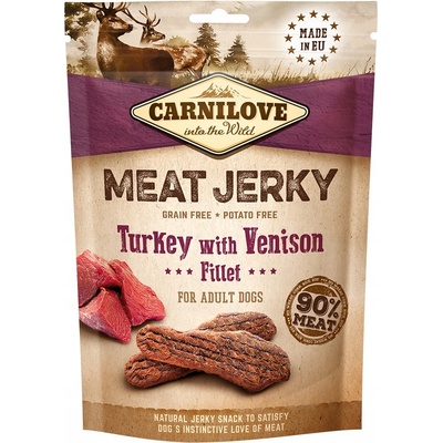 Carnilove Pamlsky pre psa Meat Jerky Morčacie Divina 90% mäsa 100 g