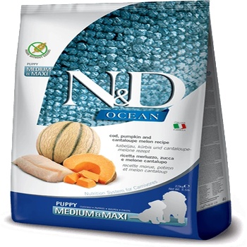 Farmina, N& D Ocean Храна за кученца N& D Ocean Cod& Pumpkin, Cantaloupe Puppy Medium& Maxi - 12кг