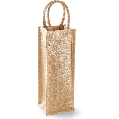 Westford Mill Darčeková trblietavá jutová taška na fľašu WM433 Natural Gold 12 x 35 x 11 cm