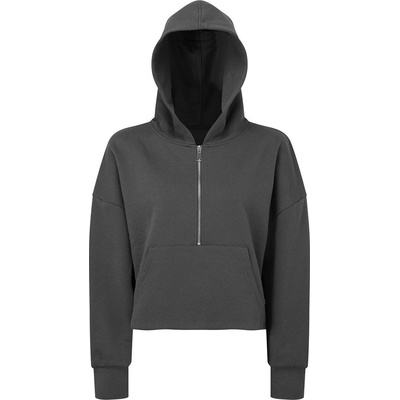TriDri dámská mikina s 1/2 zipem a kapucí Uhlová