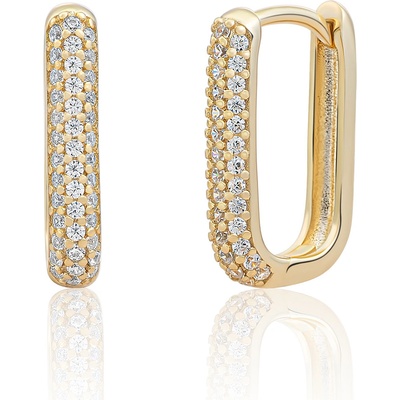 Sparkling Jewels Pozlátené visiace náušnice s kubickými zirkónmi EAG24