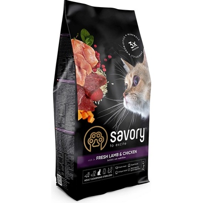 Savory Adult Cat Sterilized Fresh Lamb & Chicken 2 kg