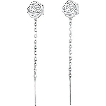 DELIS Дълги сребърни обеци 925, jw963, модел роза, родиево покритие (jw963)