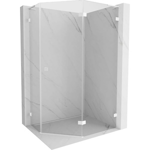 Mexen Lunar L петстенна душ кабина панта, дясна 100 x 80 см, прозрачна, бяла - 831L-100P-080L-20-00-P (831L-100P-080L-20-00-P)