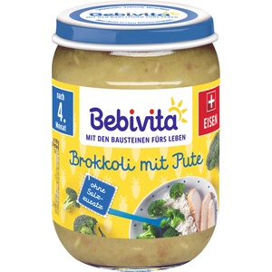 Bebevita Био пюре Bebivita - Броколи с пуешко месо, 190 g (1730)