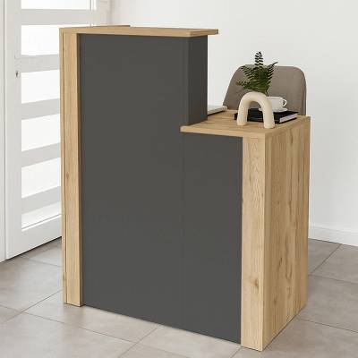TopMebel Рецепция от меламин Enter в дъб - антрацитен цвят 86.9x40x110.3см