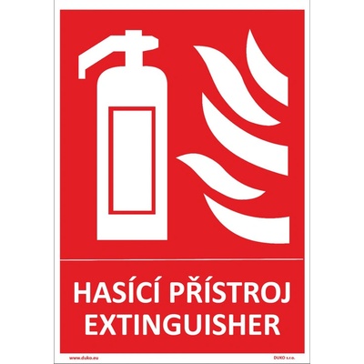 DUKO HASICÍ PŘÍSTROJ EXTINGUISHER Formát: 210 x 297 mm, Materiál: plast 5 mm, samolepící vinylová fólie