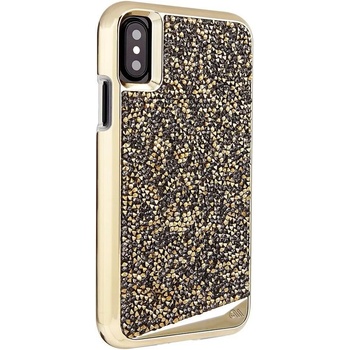 Case-Mate Brilliance Case - хибриден кейс с висока защита и кристали за iPhone XS, iPhone X (шампанско)