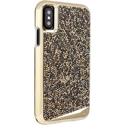 Case-Mate Brilliance Case - хибриден кейс с висока защита и кристали за iPhone XS, iPhone X (шампанско)