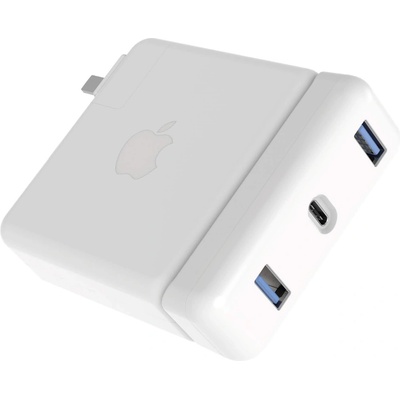 HyperDrive USB-C Hub 87W Power Adapter - USB-C хъб с два USB изхода и USB-C изход за Apple 87W USB-C Power Adapter (бял) (HY-HDH06)