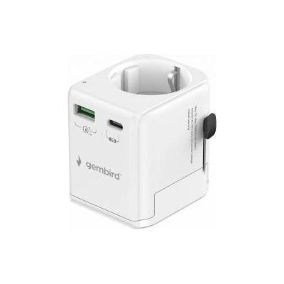 Gembird Universal travel adapter with grounding 20W white
