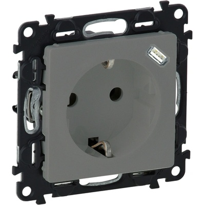 Legrand Контакт немски тип с USB Legrand Valena Life, алуминий (753335L)