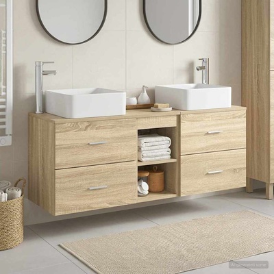 vidaXL Комплект шкафове за баня 3 бр. Дъб сонома 49, 5 x 41 x 63 см (3405821)