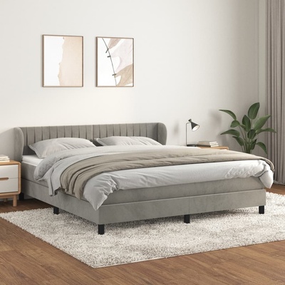 Petrashop 3127619 boxspring postel s matrací světle šedá samet