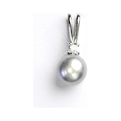 Čištín Zlatý přívěsek, bílé zlato, přírodní perla šedá P 1207A